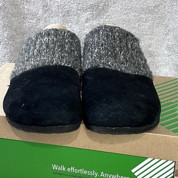White Mountain Footbeds Clog Slip On Women’s Sz 8M Black Suede Sweater Trim - Picture 5 of 9